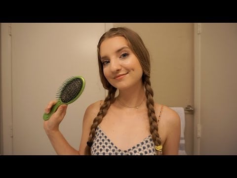 [ASMR] Wet & Dry Hair Brushing + Hair Play - Whispered