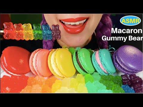 ASMR 레인보우 마카롱+곰젤리 리얼사운드 먹방 |RAINBOW MACARON+GUMMY BEAR *HAPPY PRIDE MONTH* EATING SOUND| CURIE.ASMR