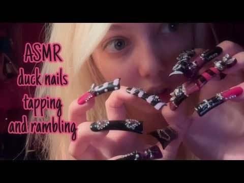 ASMR big chunky duck nails tapping and rambling🩷🦆 (fast and aggressive) 