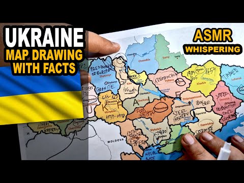 ASMR | Tracing UKRAINE map outline and regions contour with facts and secrets | Soft spoken  ASMR