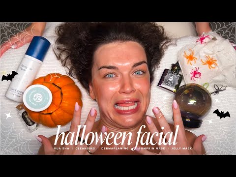 ASMR Halloween Facial | Horror Dating Stories | Pumpkin Seeds | Spider Web Jelly Mask