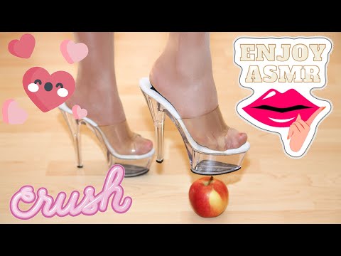 ASMR - Crushing an apple with clear high heels