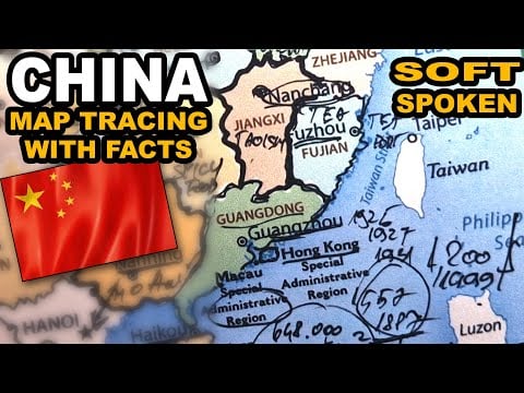 ASMR | CHINA map contour tracing and provinces with best facts you sould know | No balloons allowed!