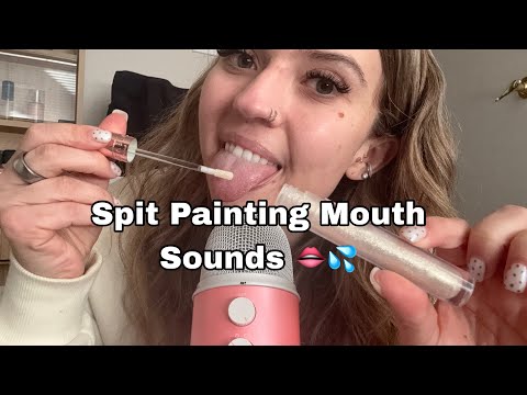 ASMR| Spit Painting On You with Different Items! Spit Painting Mouth Sounds