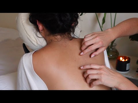 ASMR slow skin tracing on Shoshana - natural nails and tingly tools (whisper)