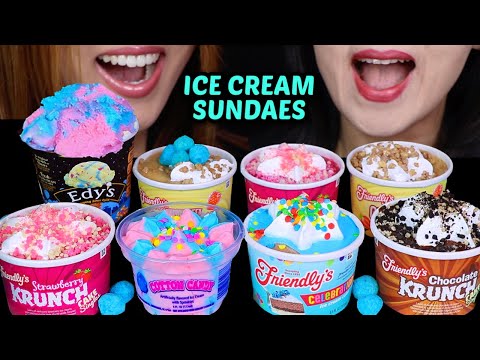 ASMR ICE CREAM CAKE CUP PARTY! BIRTHDAY CAKE, COTTON CANDY, CHOCOLATE CRUNCH, STRAWBERRY CHEESECAKE