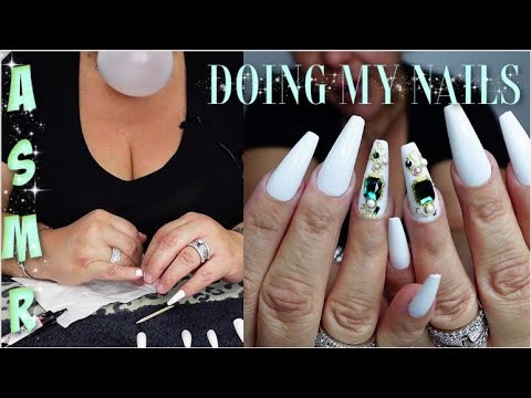 ASMR (Doing My Nails) Whispering Chewing Gum