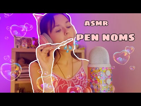 ASMR PEN NOMS ( wet mouth sounds,pen nibbling, sucking )