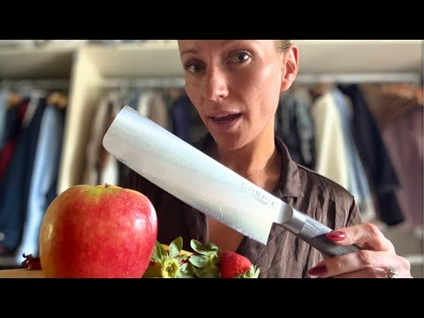 ASMR Cutting & Eating Fruit 🍎🍌 English Accent 🏴