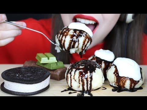 ASMR OREO ICE CREAM, KNOPPERS & CHOCOLATE DUMPLINGS (Eating Sounds) No Talking