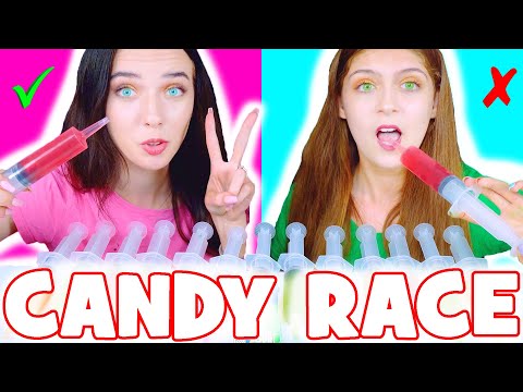 ASMR Candy Jello Shooter Race, Marshmallow, Gummy Eyeballs Mukbang