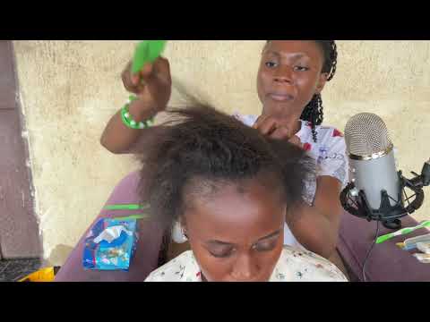 ASMR CORNROWS LOOSENING AND SCALP SCRATCHING WITH GUM CHEWING/ RAIN SOUND FOR SLEEP