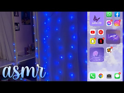 ASMR - TOUR PELO MEU CELULAR e MEU QUARTO (caseirinho | sons de chuva)