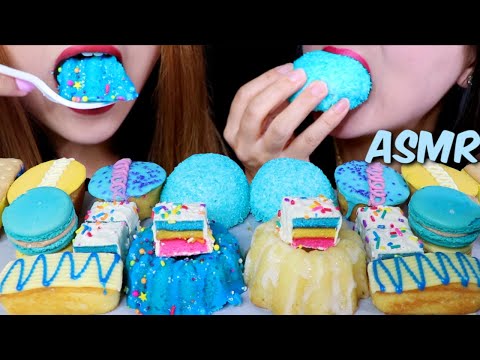 ASMR BLUE MARSHMALLOW SNOBALLS, MACARONS, MINI CAKES, ICE CREAM, CUPCAKES 리얼사운드 먹방 | Kim&Liz ASMR