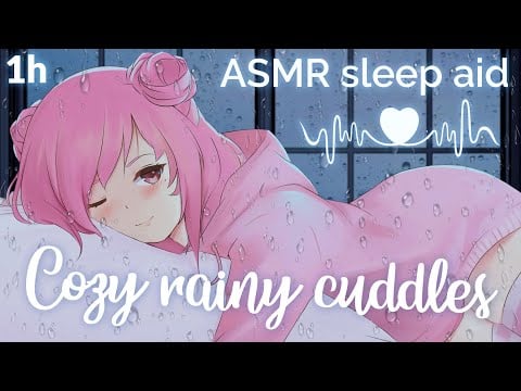 ASMR SLEEP AID -  Cuddling with your Girlfriend (Rainy Sounds, F4M, Breathing, Heartbeats, Kisses)