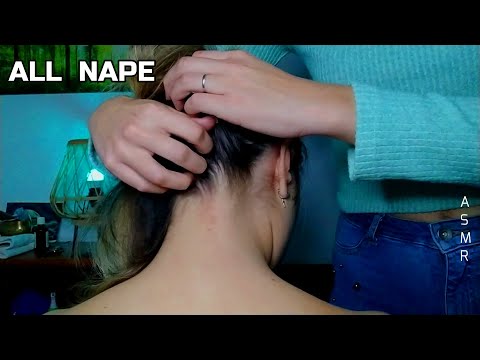 ASMR Massage Nape focus and Shoulders, Scratching, Tracing, Pulling, Hair play & Oiling - No Talking