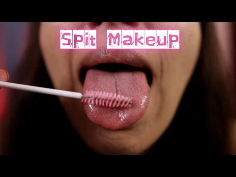 ASMR Spit Makeup (up close + mouth sounds) - No talking