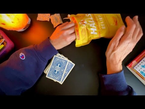 Shuffling Cards, Hard Candy Mouth Sounds, Whispering, Counting ASMR