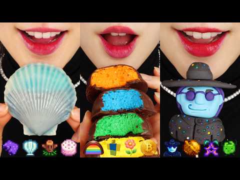 14 MINS EMOJI MUKBANG ASMR STARDEW VALLEY FOOD ASMR, JELLY, WAX CANDY, MARSHMALLOW ASMR 🥭