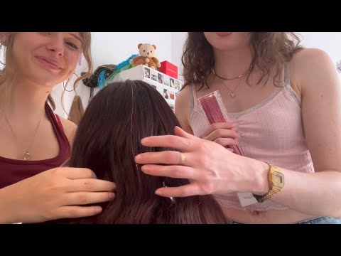 ASMR Giving each other hair tinsels✨Part 3
