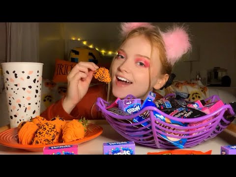 HALLOWEEN DESSERTS MUKBANG ~ ASMR🎃🍫🍬 (COLLAB-COWGIRL ASMR)