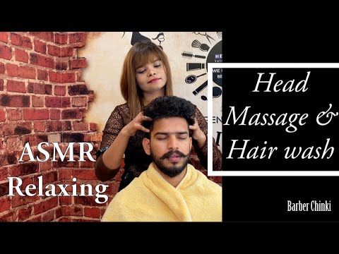 ASMR Head Massage And Hair Wash In Indian Barbershop By Female Barber chinki