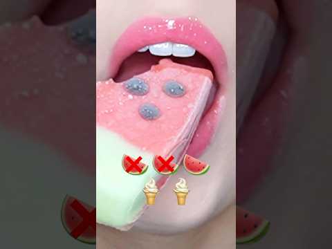 asmr EMOJI FOOD WATERMELON ICE CREAM 수박 아이스크림 🍉 eating sounds 리얼사운드 먹방 🍉 request: @pppumpkin6000