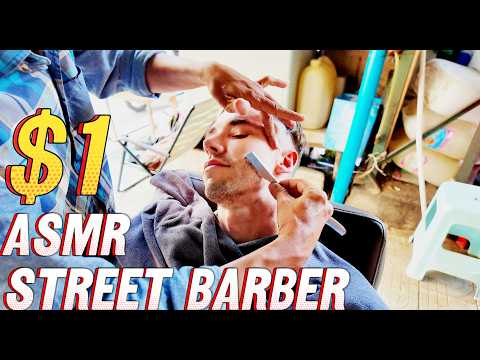 $1 Street Barber Shave | ASMR