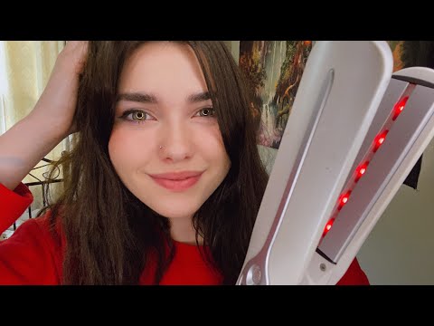 my hair asmr / brushing / flat ironing / discussing