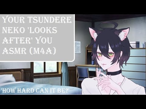 Tsundere neko 'looks after' you [sick listener] ASMR [M4A]
