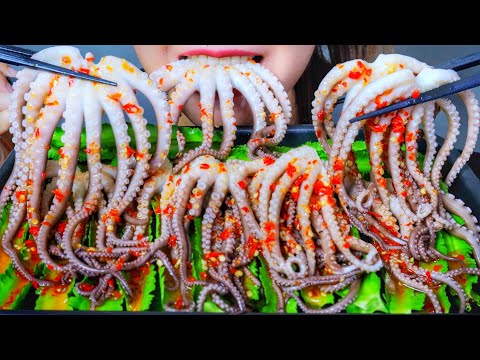 ASMR EATING SUPER SPICY OCTOPUS , EATING SOUNDS | LINH-ASMR