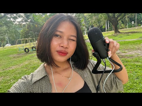 ASMR tapping and scratching around the park 🌿🍃 (outdoor) | 🇵🇭