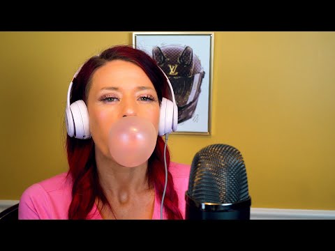 ASMR Bubble Gum Chewing, Bubble Popping, and Whispering