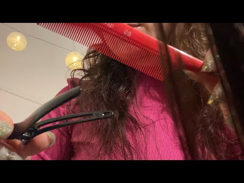 ASMR giving you a haircut💇‍♀️brushing, spray sound and clipping 🪮no talking