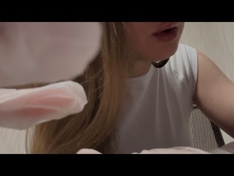 your friend will examine your face 🫧  / asmr role-play / gloves sounds, lotion & whispering 