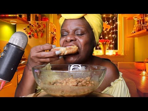 NAVY BEANS WITH HOME MADE LOAF ASMR EATING SOUNDS