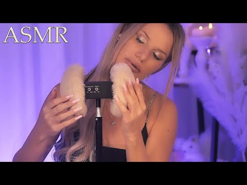 1 HOUR ASMR 💜 Inaudible Whispers and Fluffy Mics Scratching for Deep Sleep (Layered Sounds,Rain) 😴💤💫