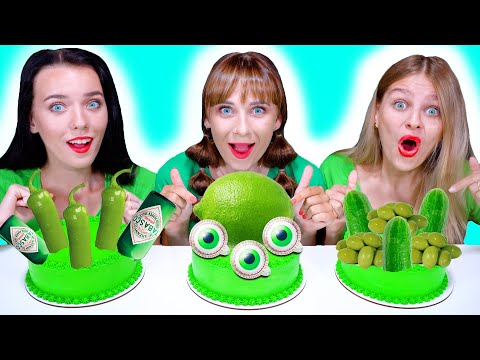 ASMR Cake Decorating Challenge Only Green Color | Eating Sounds LiLiBu