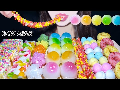 ASMR RAINBOW DESSERTS MUKBANG 먹방 咀嚼音 食べる音 EATINGSOUNDS NOTALKING JELLYBALL CREPECAKE NERDSROPE