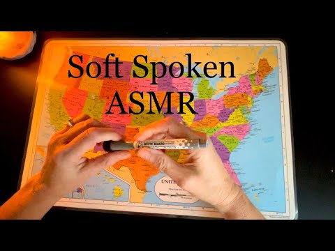 Soft Spoken Tracing a U.S. Map and Discussing State Name Origins - Quiet Normal Voice ASMR for Sleep