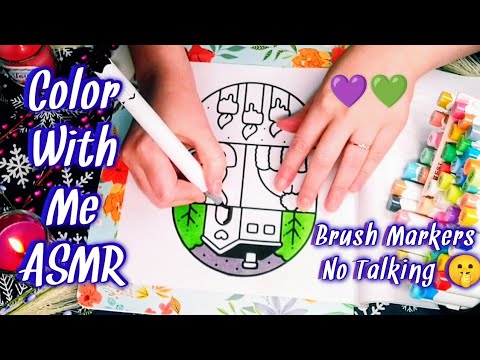 No Talking SPEED COLORING ASMR 💝 Coco Wyo 🎄 Alcohol Brush Markers ☔