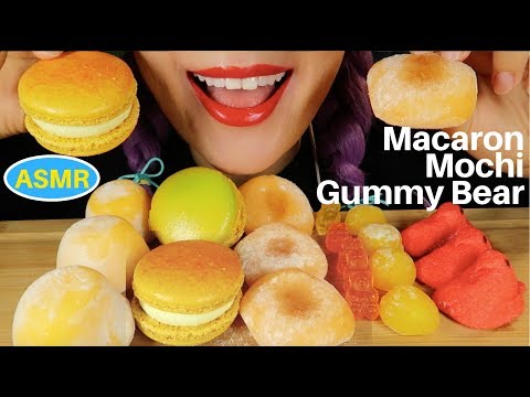 ASMR 망고 떡,망고마카롱,마쉬멜로우,젤리 먹방|ORANGE FOOD. MACARON, MOCHI, MARSHMALLOW EATING SOUND| CURIE.ASMR