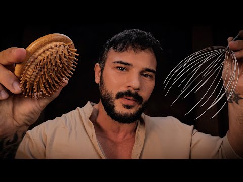 Stress Relief Head Massage 🌘 Low Light ASMR 🌒 Slow Personal Attention for Sleep