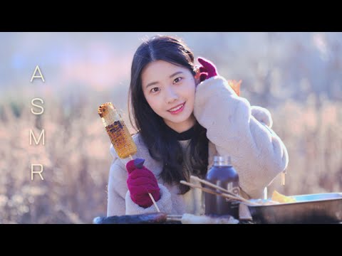 ASMR 쌀쌀한 새벽,캠핑 음식 먹으며 수다 (Feat.옥수수버터구이 ,떡꼬치,칼바사,어묵탕 먹방)TALKING ASMR