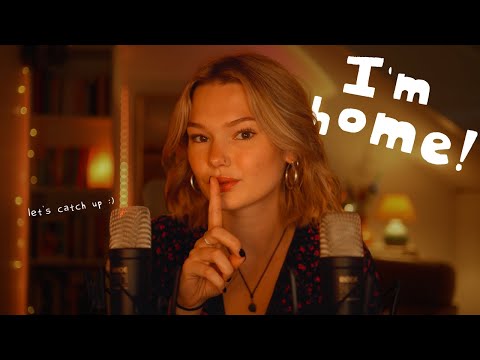 ASMR I'm back! Let's catch up. (binaural whispers for sleep)