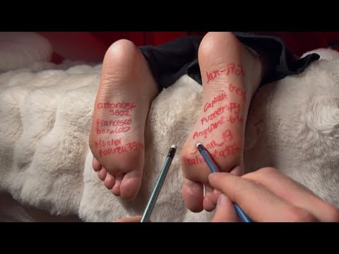 ASMR Supporters' Names Written on My Sister Feet | Tingly Foot Massage + Tickling | PART 1
