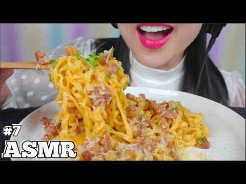 ASMR SIMPLE CREAMY CARBONARA NOODLE #7 (RECIPE) COOKING EATING SOUNDS | NO TALKING | SAS-ASMR
