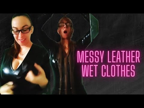 ASMR MESSY WET LEATHER CLOTHES: CHOCOLATE AND VANILLA CREAM
