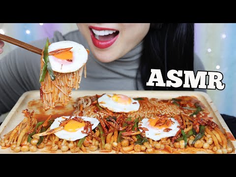 ASMR SPICY ENOKI MUSHROOMS + SNOW MUSHROOMS + FRIED EGGS (EATING SOUNDS) NO TALKING | SAS-ASMR