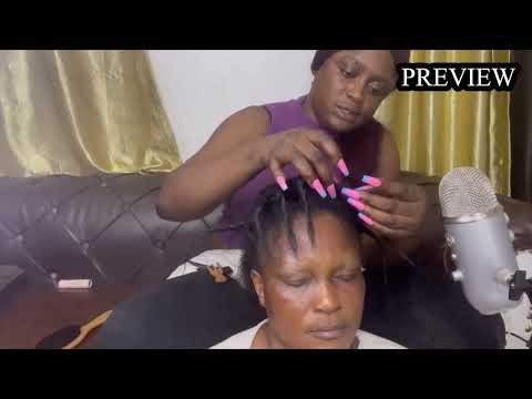 ASMR✨HAIR PLAY ON MY MUM,TWISTING HER HAIR WITH GUM CRACKING SOUND.